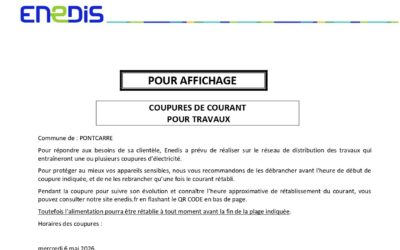 6 mai 2026 : avis de coupure d&rsquo;éléctricité