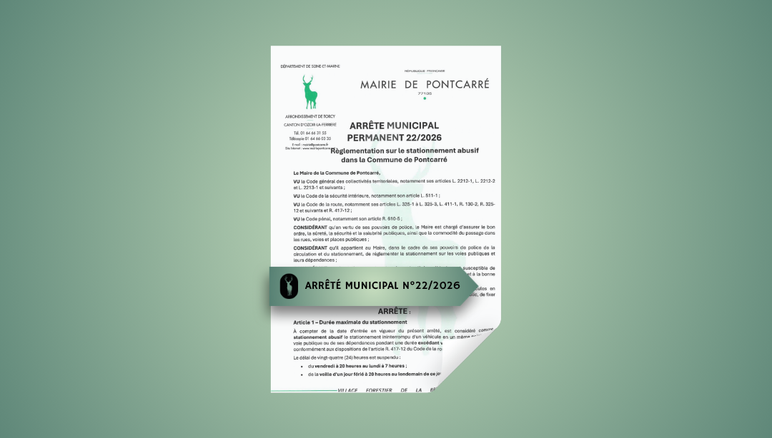 Arrêté n°22/2026 – Arrêté permanent – stationnement abusif