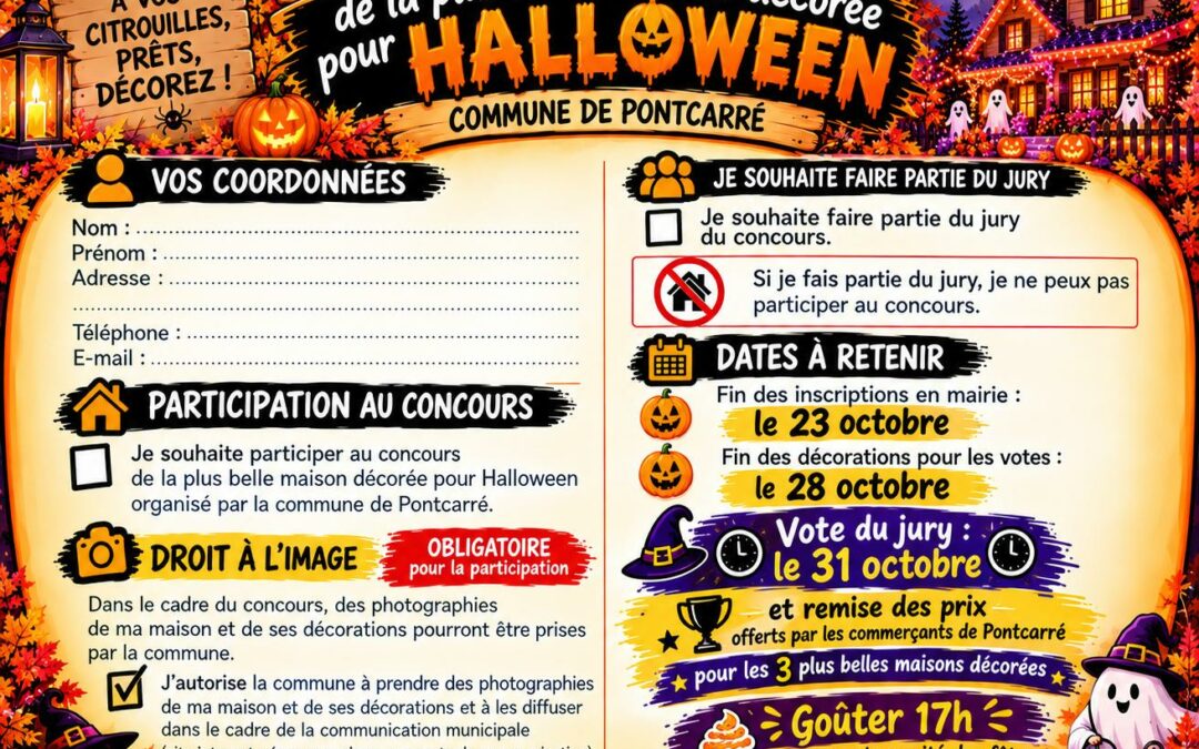 Coupon d&rsquo;inscription au concours d&rsquo;Halloween 2026